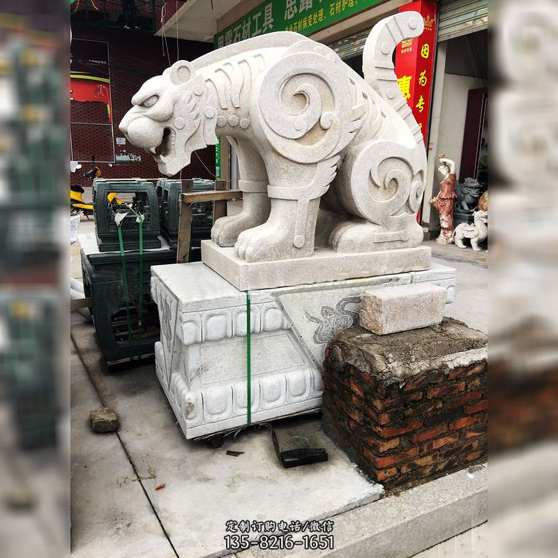 抽象豹子石雕-大理石广场大门动物雕塑