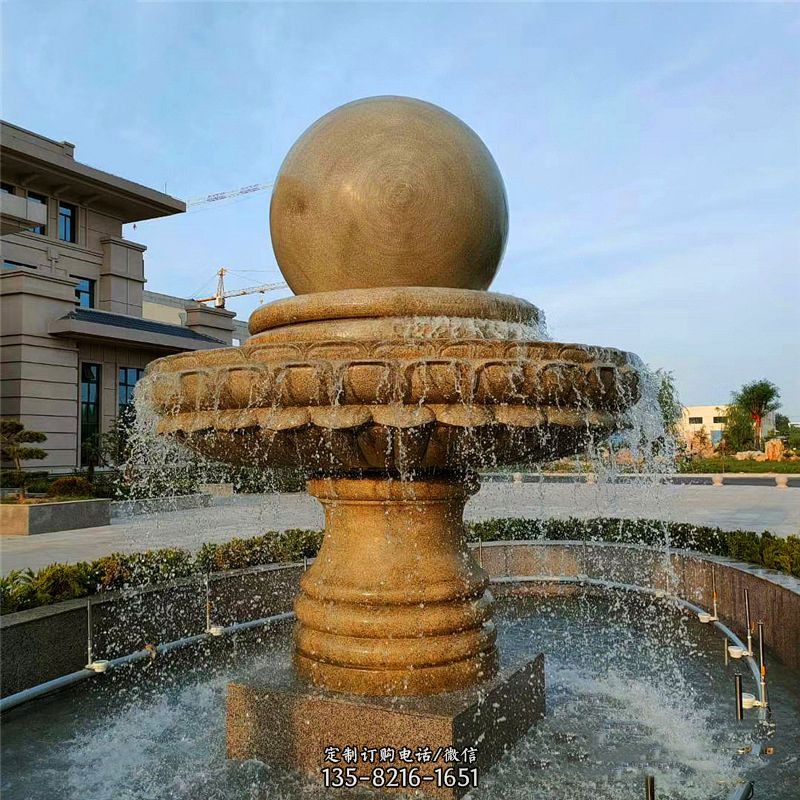 宾馆酒店招财风水球石雕喷泉