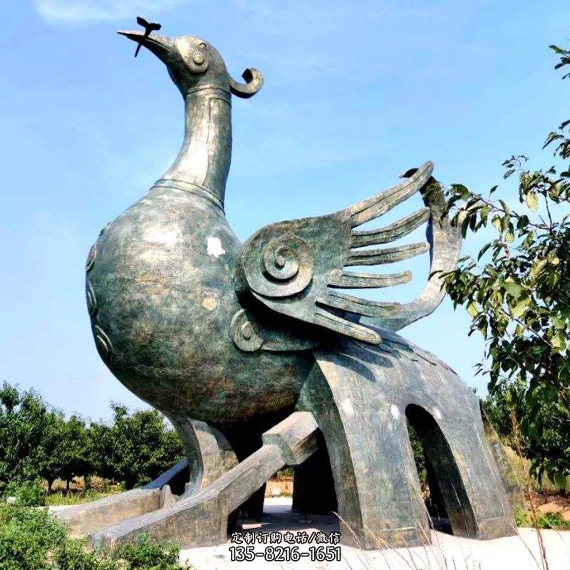 公园园林天地之主朱雀神兽铜雕景观雕塑