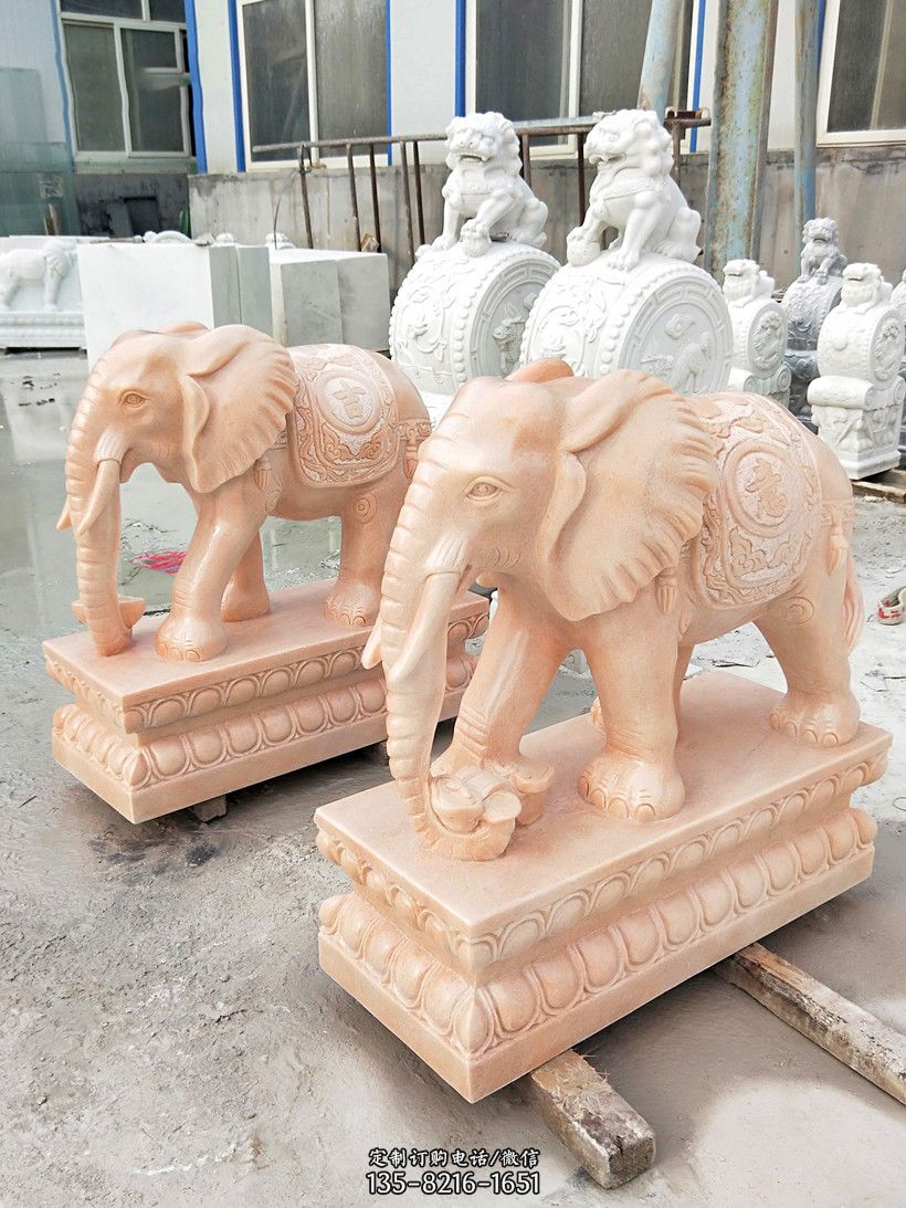 石雕大象眼-大象水缸石雕塑