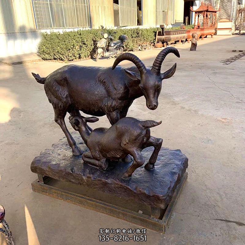 羔羊跪乳铜雕-学校校园文化景观雕塑摆件