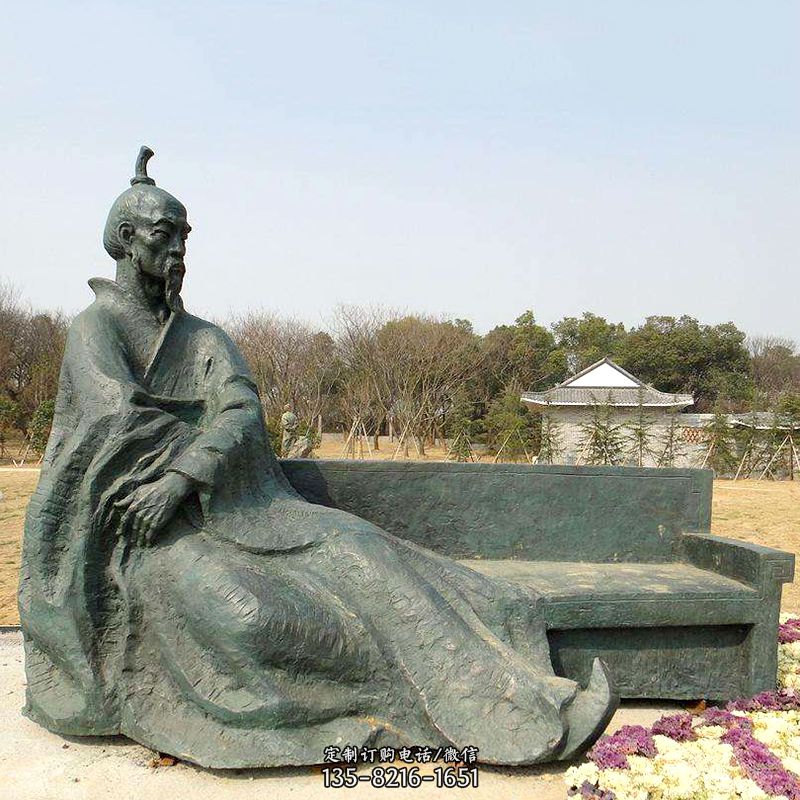 中國明末清初知名畫家八大山人（朱耷）雕塑塑像-公園歷史名人銅雕像