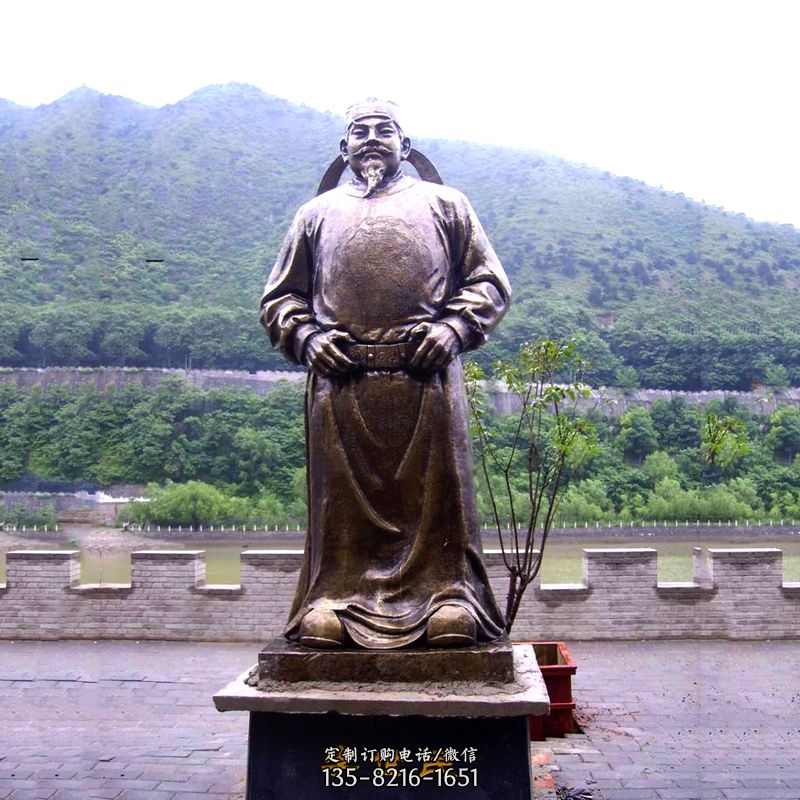 中国历史名人唐初著名帝王李世民铸铜雕像