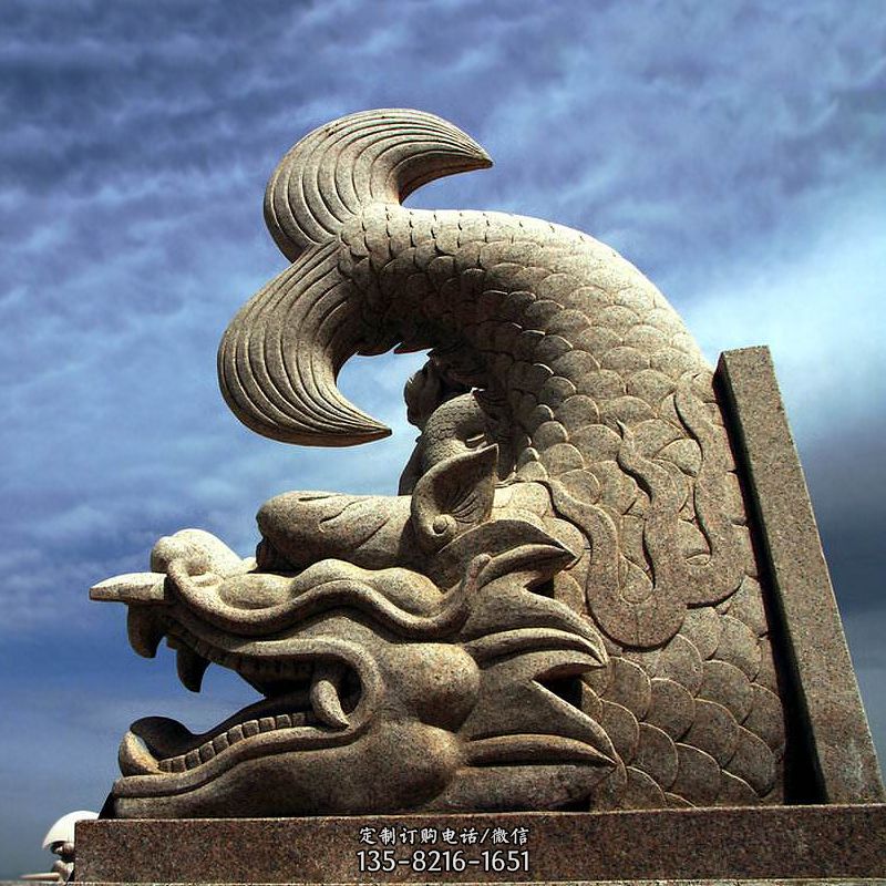 中国古代神兽大理石螭吻雕塑摆件图片