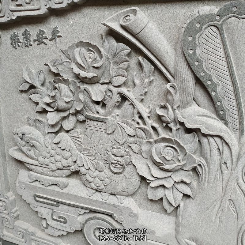“平安康乐”大理石石材庭院外墙浮雕图片
