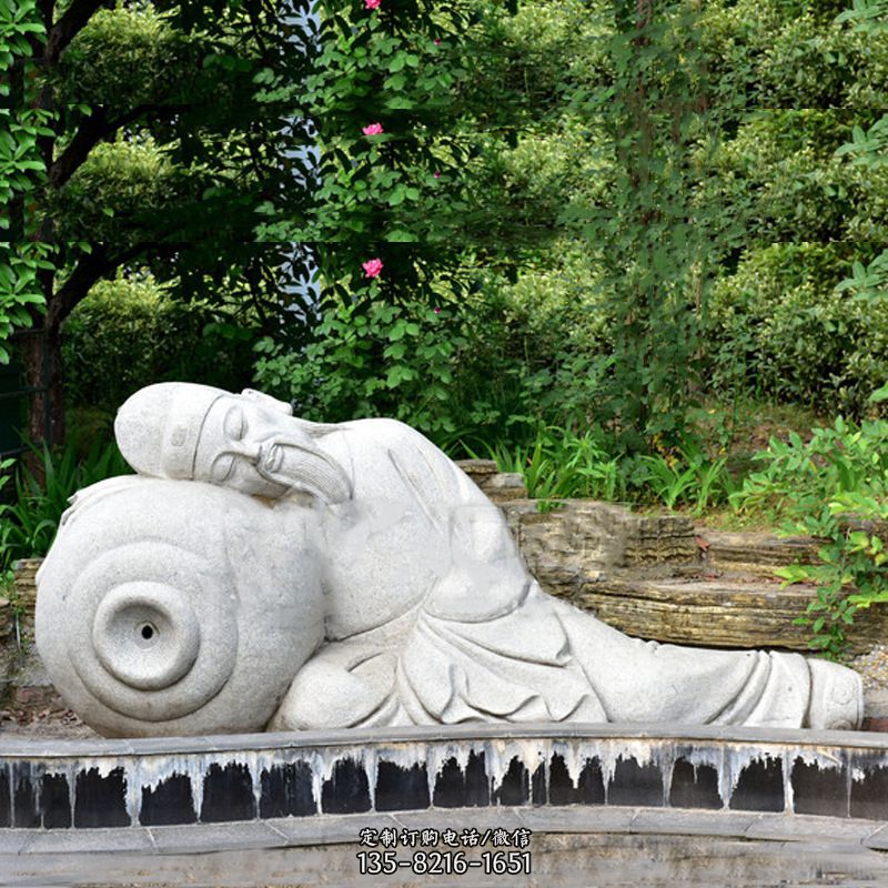 唐代诗人李白醉酒石雕景观图片