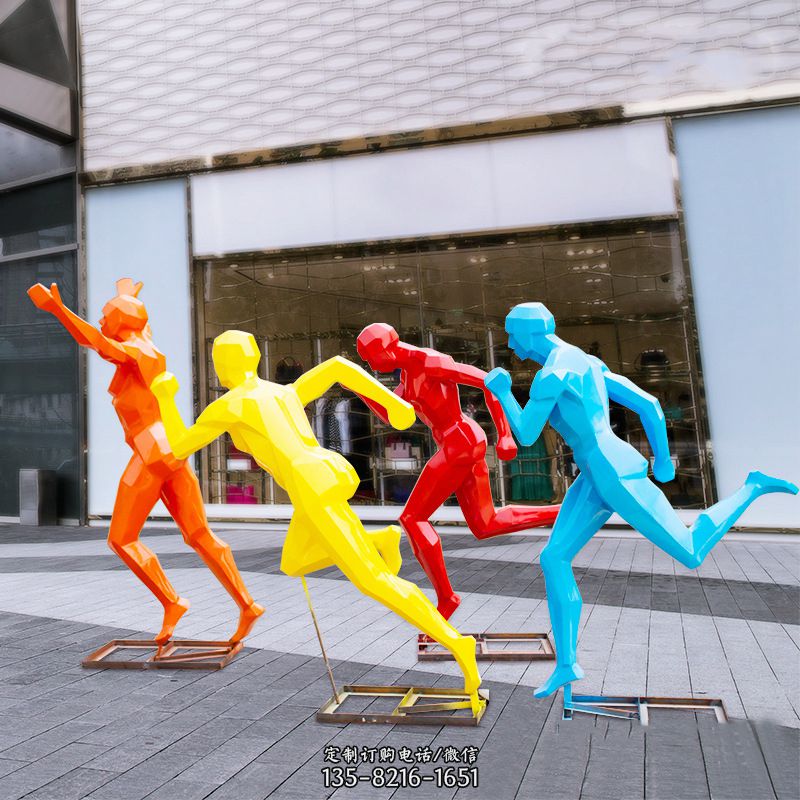 玻璃钢抽象跑步人物雕塑
