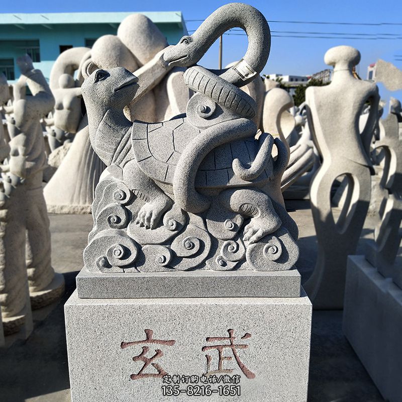 中国古代神话中的创世神玄武砂岩石雕塑图片