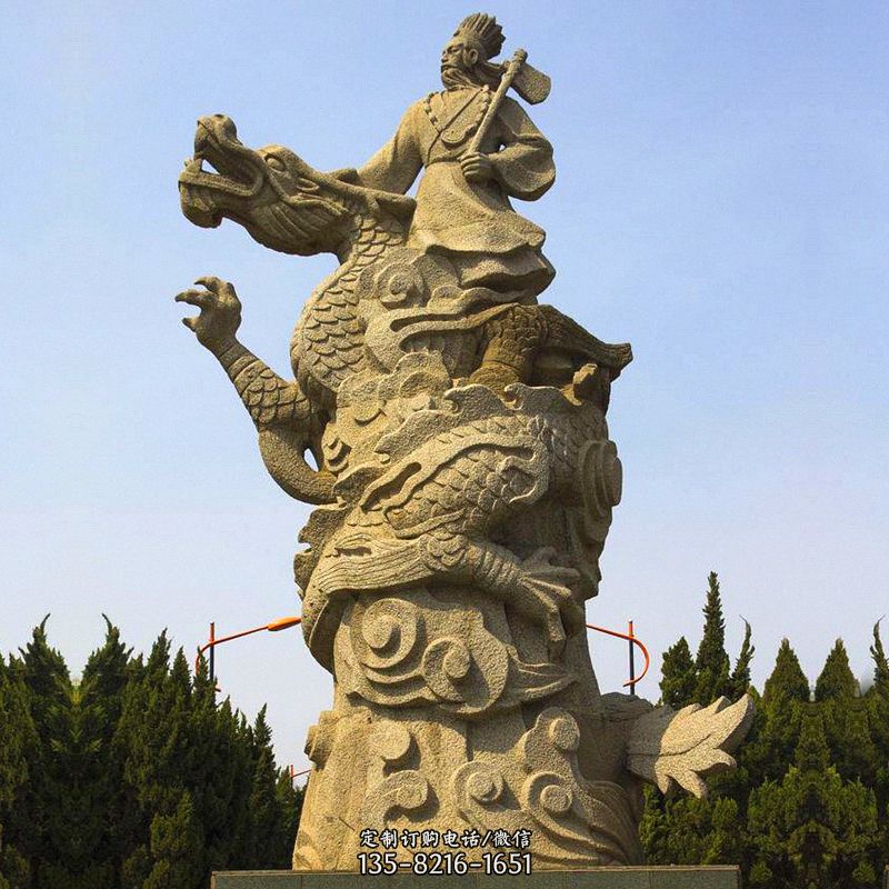 “五帝”之颛顼砂岩石雕像-公园景区古代历史人物雕塑图片