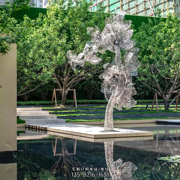 园林不锈钢铁艺网格镂空花树雕塑