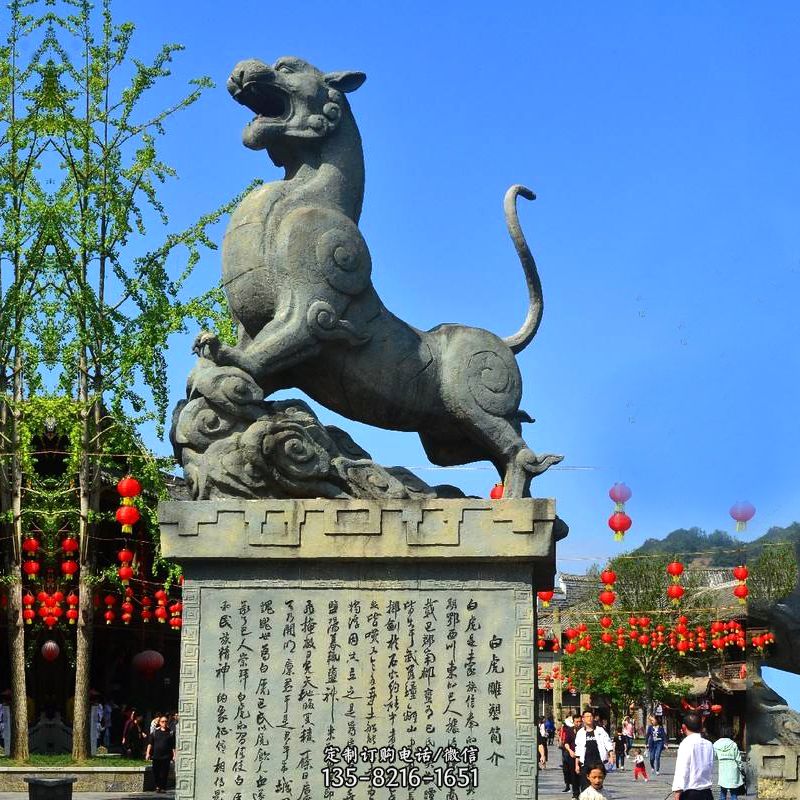 白虎銅雕景觀雕塑-景區(qū)園林神獸動物標識