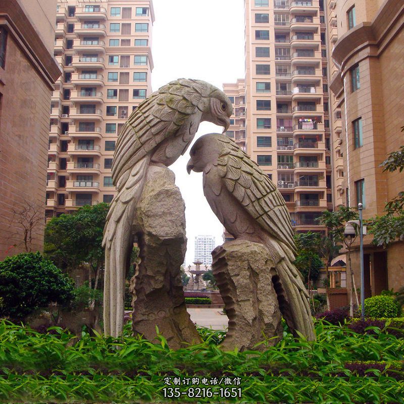 大型石雕鹦鹉景观雕塑-小区吉祥动物雕塑图片