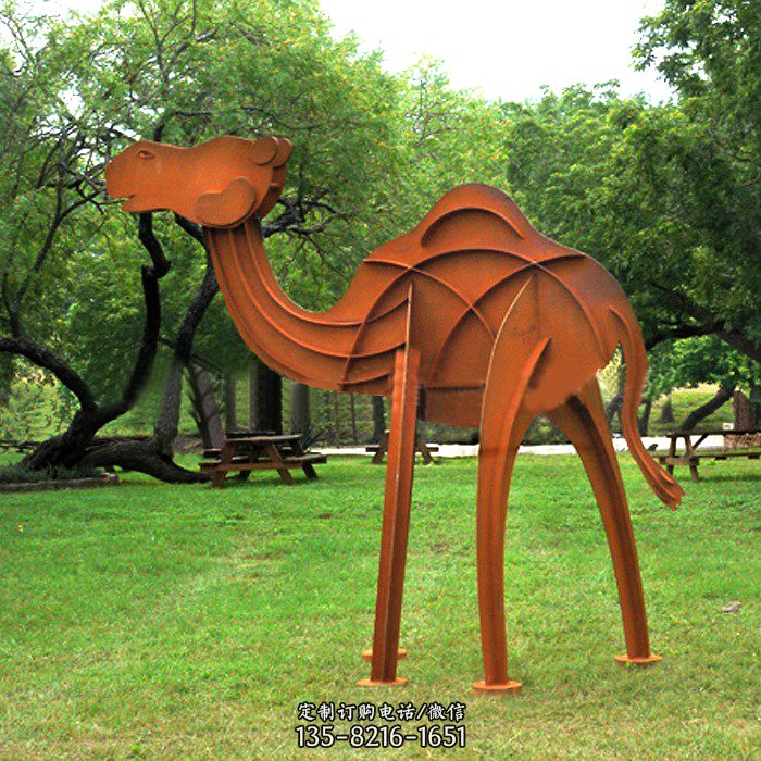 抽象骆驼不锈钢雕塑-公园草坪铁艺动物雕塑