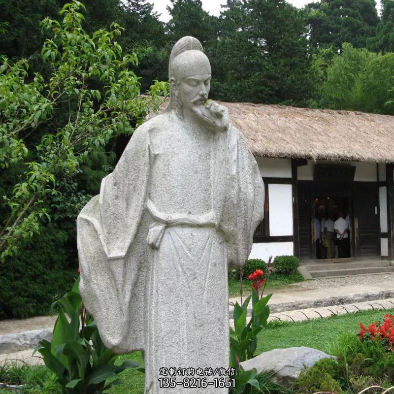 白居易石雕塑像-公园景区中国古代历史文化名人雕塑图片
