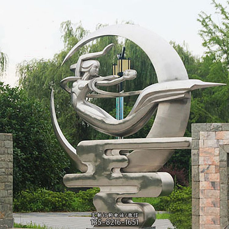 中国民间神话人物嫦娥不锈钢雕塑