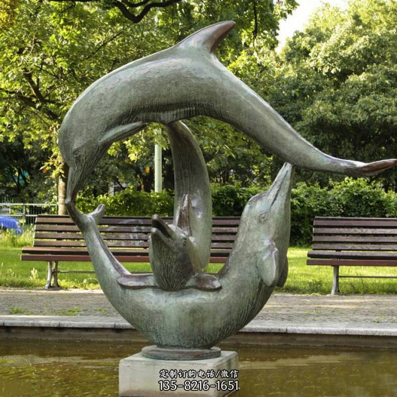 公园海豚水景景观铜雕喷泉