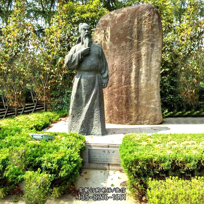公园景区历史名人颜真卿铜雕像