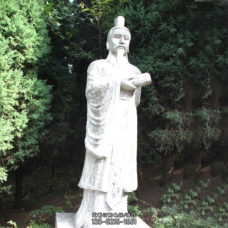 中国古代著名帝王汉文帝刘恒汉白玉石雕塑像图片