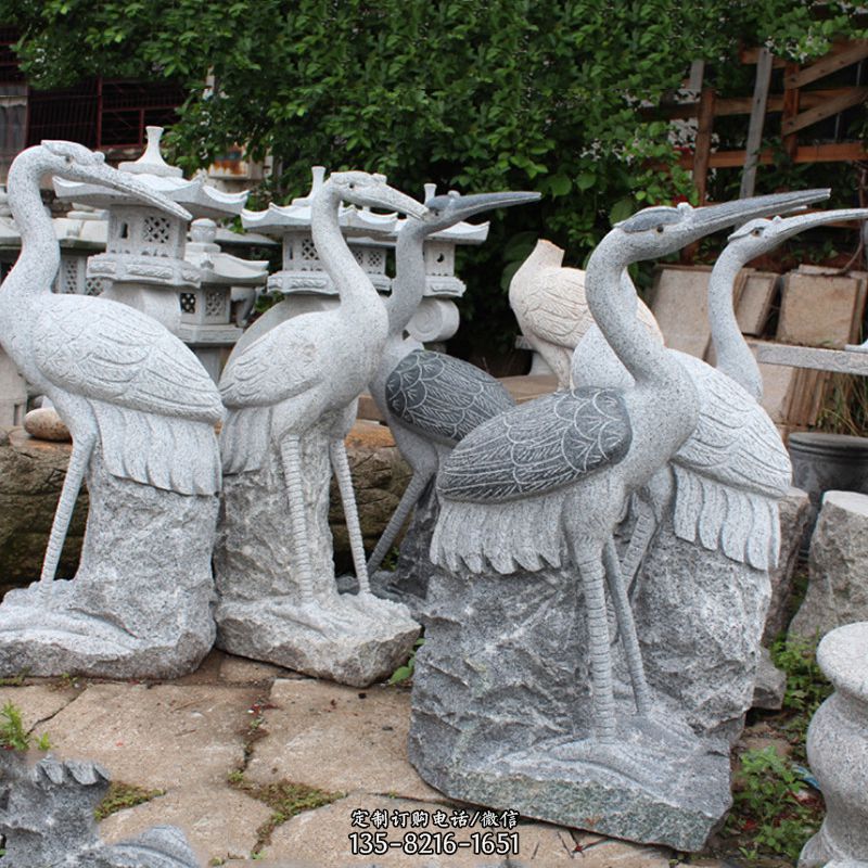 大理石石雕仙鹤雕塑图片