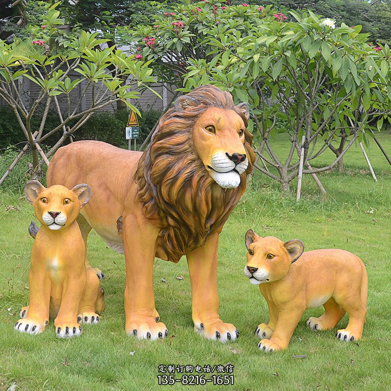 动物园仿真狮子雕塑摆件