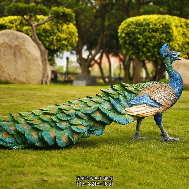 仿真孔雀雕塑-动物园植物园草坪仿真动物摆件