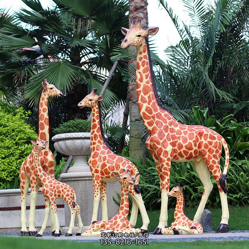 仿真长颈鹿玻璃钢雕塑-公园动物园商场美陈动物雕塑摆件