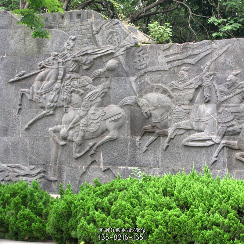 岳飞元帅石刻浮雕-公园景区历史名人石雕壁画图片