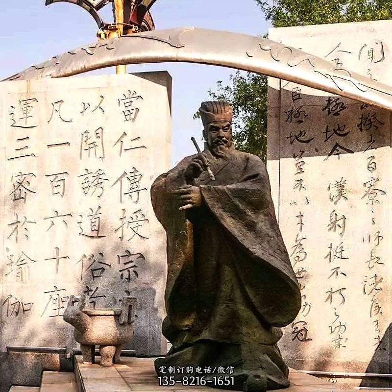 中国古代著名书法家柳公权铜雕塑像