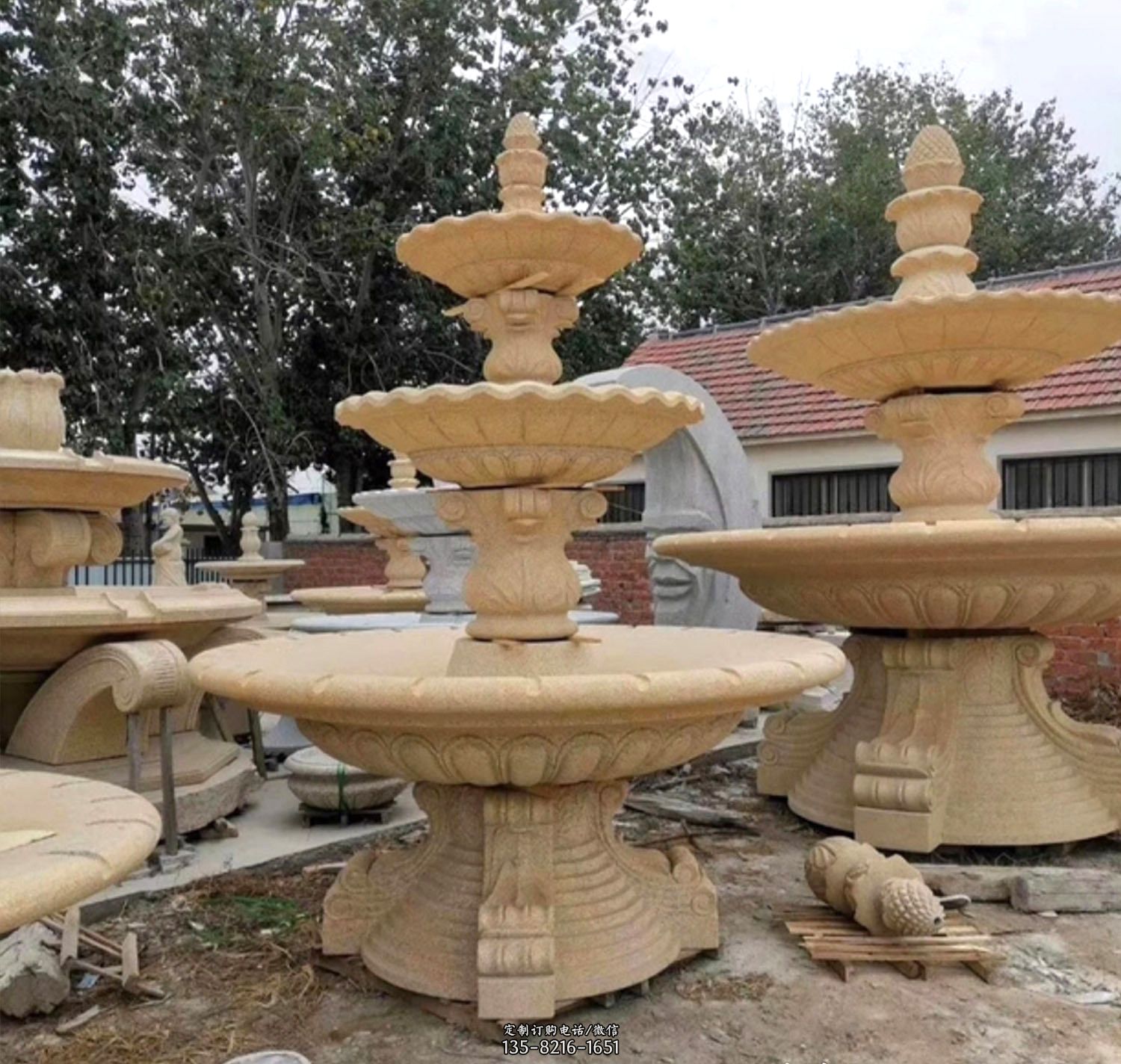 里鱼喷泉石雕-景区园林十二生肖喷泉水景景观雕塑
