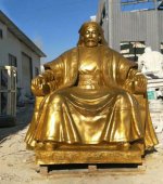 鎏金成吉思汗铜雕-中国历史伟人古代著名人物雕像