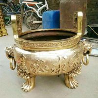 铸铜圆形铜香炉