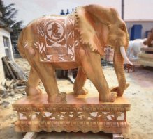 雕刻石雕大象-大象铸铜雕塑