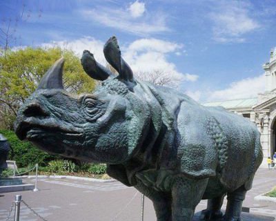 仿真犀牛铜雕-公园园林动物雕塑摆件