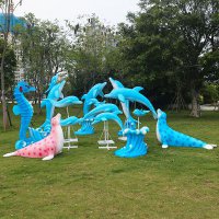 玻璃钢海豚彩绘雕塑