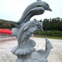 冲浪海豚大理石雕塑