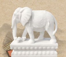 草白玉大象石雕