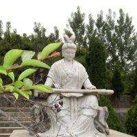 汉末才女蔡文姬弹琴石雕塑-景区园林历史名人雕像