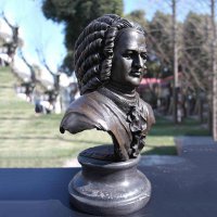 巴赫头像铜雕-德古巴洛克时期作曲家、键盘演奏家胸像雕塑