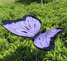玻璃钢树脂仿真蝴蝶插件紫黑色昆虫雕塑