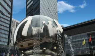 商场广场不锈钢创意球体流水喷泉景观雕塑