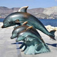 纯铜海豚动物雕塑
