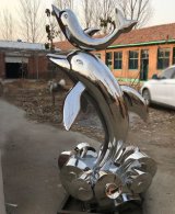 海豚镜面不锈钢雕塑
