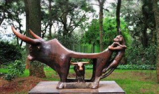 铜雕牛 抽象雕塑-公园生肖动物创意摆件