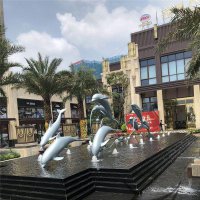 小区广场水景海豚雕塑