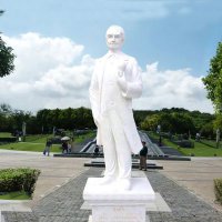 汉白玉爱迪生雕塑-公园广场世界名人石雕塑像