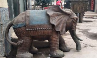 铸铜大象雕塑-小石雕大象