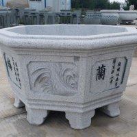 兰花-中式砂岩花盆雕塑