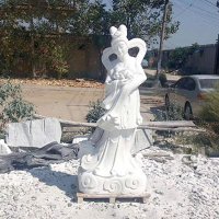 嫦娥奔月石雕-汉白玉神话人物雕像