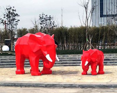 玻璃钢喷水大象头雕塑-园林广场块面大象雕塑摆件