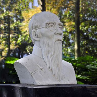 齐白石汉白玉石雕头像-学校校园名人雕塑中国现代知名画家